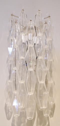  Venini Pair of Long 1970s Venini Style Polyhedron Murano Glass Sconces - 274017