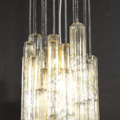  Venini Pair of Mid Century Large Muted Citrine Calza Glass Chandeliers signed Venini - 4622804