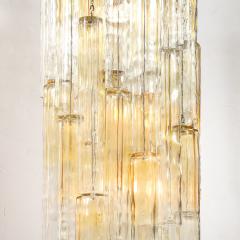  Venini Pair of Mid Century Large Muted Citrine Calza Glass Chandeliers signed Venini - 4622832