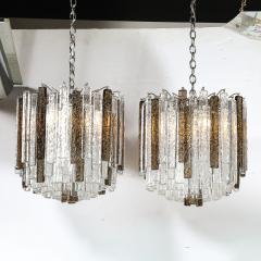 Venini Pair of Mid Century Modernist Hand Blown Mottled Murano Glass Pendants by Venini - 4566377