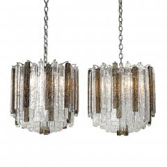  Venini Pair of Mid Century Modernist Hand Blown Mottled Murano Glass Pendants by Venini - 4566464