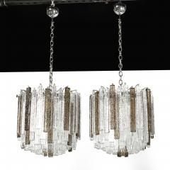  Venini Pair of Mid Century Modernist Hand Blown Mottled Murano Glass Pendants by Venini - 4566473