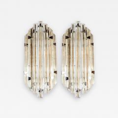  Venini Pair of Mid Century Modernist Sconces by Venini in Pale Amber Murano Glass - 1580279
