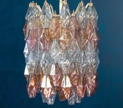  Venini Pair of Pink and Light Blu Poliedri Chandelier C Scarpa Venini Variation 1970 - 2070851