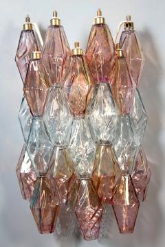  Venini Pair of Pink and Light Blu Poliedri Chandelier C Scarpa Venini Variation 1970 - 2070855