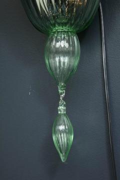  Venini Pair of Venini Style Light Green Murano Glass and Chrome Sconces Italy - 2093747