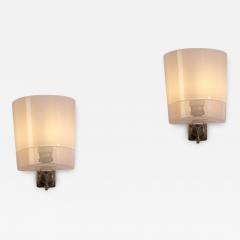  Venini Pair of Venini Wall Sconces in Lattimo and Reticello Murano Glass 1950s - 4574402