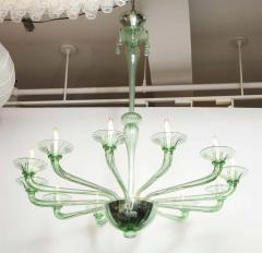  Venini Rare Green Murano Glass Chandelier in the Manner of Venini Italy 2019 - 1260427