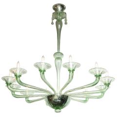  Venini Rare Green Murano Glass Chandelier in the Manner of Venini Italy 2019 - 1260430