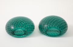  Venini Rare Pair of Green Glass Bookends in Corroso a Bollicine by Venini - 4560823