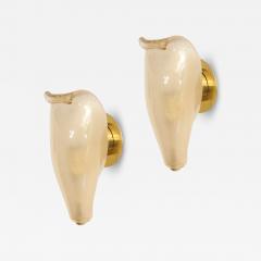  Venini Rare Pair of Petali Gold Leaf Murano Glass Sconces Model 5825 by Venini - 4237486