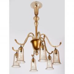  Venini Rare Venini Blown Glass Chandelier in Straw Colored Glass ca 1930 - 657883