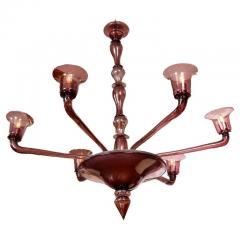  Venini Rare Veronese Six Arm Uplight Murano Chandelier In Plum By Venini - 3692660