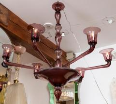  Venini Rare Veronese Six Arm Uplight Murano Chandelier In Plum By Venini - 3692667