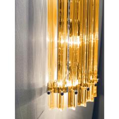  Venini Set of Two Contemporary Amber Triedro Murano Glass Wall Sconce in Venini Style - 4303110