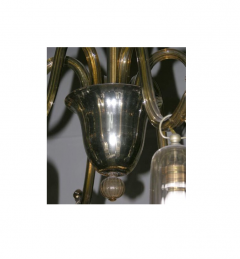  Venini Six Arm Amber Blown Glass Napoleone Martinuzzi Chandelier by Venini 1930 Italy - 2845680