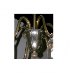  Venini Six Arm Amber Blown Glass Napoleone Martinuzzi Chandelier by Venini 1930 Italy - 2845682