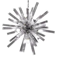  Venini Sputnik Style Venini Chandelier in Chrome with Glass Rods 1970s - 1819175