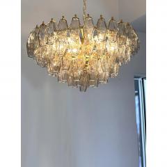  Venini Styled After Venini Smoked Fum Poliedri Murano Glass Gold Chandelier - 4602655