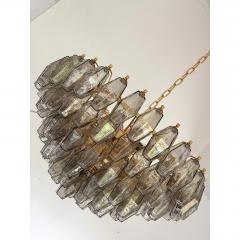  Venini Styled After Venini Smoked Fum Poliedri Murano Glass Gold Chandelier - 4602657
