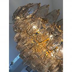  Venini Styled After Venini Smoked Fum Poliedri Murano Glass Gold Chandelier - 4602658