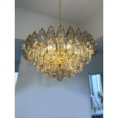  Venini Styled After Venini Smoked Fum Poliedri Murano Glass Gold Chandelier - 4602659