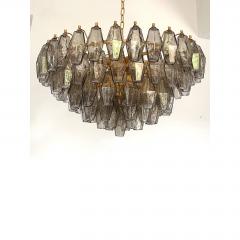  Venini Styled After Venini Smoked Fum Poliedri Murano Glass Gold Chandelier - 4602660
