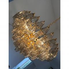  Venini Styled After Venini Smoked Fum Poliedri Murano Glass Gold Chandelier - 4602662