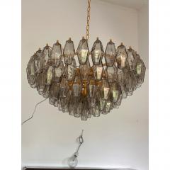  Venini Styled After Venini Smoked Fum Poliedri Murano Glass Gold Chandelier - 4602663
