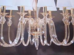  Venini Two Ten Arm Clear Murano Glass Brass Modern Neoclassical Chandeliers - 4102991