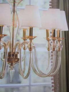  Venini Two Ten Arm Clear Murano Glass Brass Modern Neoclassical Chandeliers - 4102995