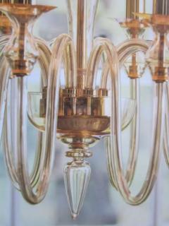  Venini Two Ten Arm Clear Murano Glass Brass Modern Neoclassical Chandeliers - 4103003
