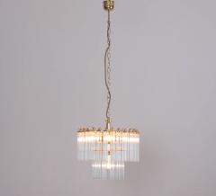  Venini Two Tier Glass and Brass Chandelier in the Manner of Venini - 552311
