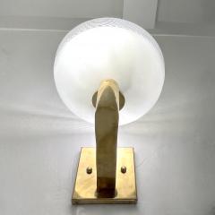  Venini Venini 1960s Italian Art Deco Design White Murano Glass Bowl Brass Wall Lights - 3465637