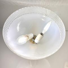  Venini Venini 1960s Italian Art Deco Design White Murano Glass Bowl Brass Wall Lights - 3465639