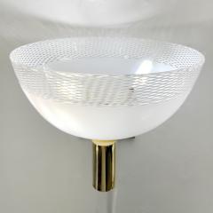  Venini Venini 1960s Italian Art Deco Design White Murano Glass Bowl Brass Wall Lights - 3465640