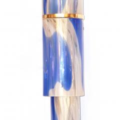  Venini Venini 1960s Organic White Blue Gold Murano Glass Tall Modern Wall Lights - 1296326