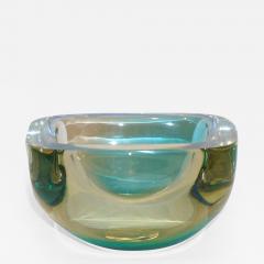  Venini Venini 1970s Italian Murano Glass Geometric Yellow and Aqua Green Bowl - 485010