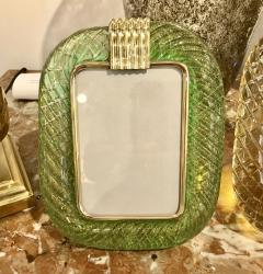  Venini Venini 1970s Italian Vintage Green Gold Murano Glass and Brass Photo Frame - 1889912