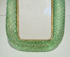  Venini Venini 1970s Italian Vintage Green Gold Murano Glass and Brass Photo Frame - 1889917