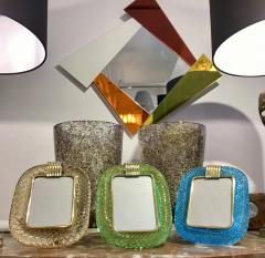  Venini Venini 1970s Italian Vintage Turquoise Blue and Gold Murano Glass Photo Frame - 1879127