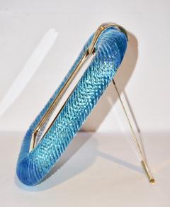  Venini Venini 1970s Italian Vintage Turquoise Blue and Gold Murano Glass Photo Frame - 1879132
