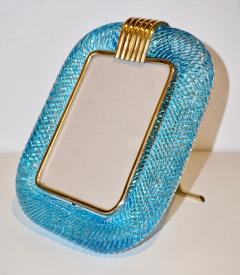  Venini Venini 1970s Italian Vintage Turquoise Blue and Gold Murano Glass Photo Frame - 1879133