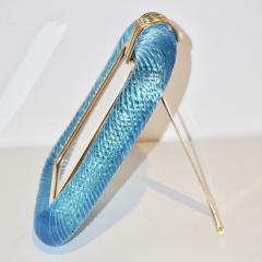  Venini Venini 1970s Italian Vintage Turquoise Blue and Gold Murano Glass Photo Frame - 1879134