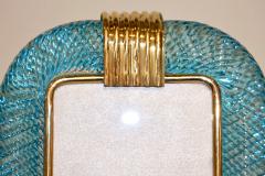  Venini Venini 1970s Italian Vintage Turquoise Blue and Gold Murano Glass Photo Frame - 1879135