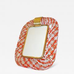  Venini Venini 1970s Vintage Italian Red White and Crystal Murano Glass Photo Frame - 450500