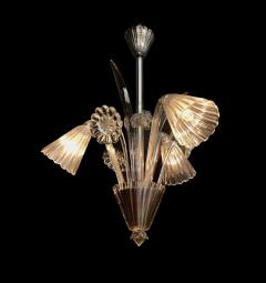  Venini Venini Italian Murano 1950s Three light Clear Glass Chandelier - 4394203