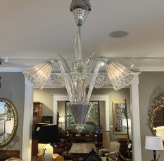  Venini Venini Italian Murano 1950s Three light Clear Glass Chandelier - 4394205