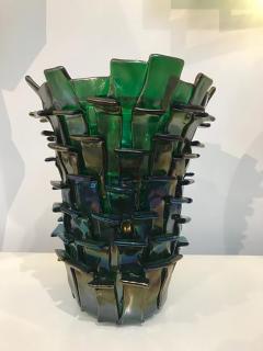  Venini Venini Ritagli 2010 Sculptural Iridescent Green Murano Glass Vase - 359328