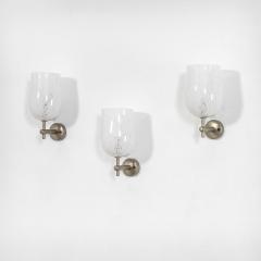  Venini Venini Set of Three Wall Lamps in Murano Glass and Chrome 50s - 2862242